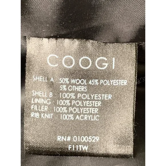 Coogi Mens Charcoal Black Wool Puffer Jacket Quilt Bomber 2XL 8757 Snap